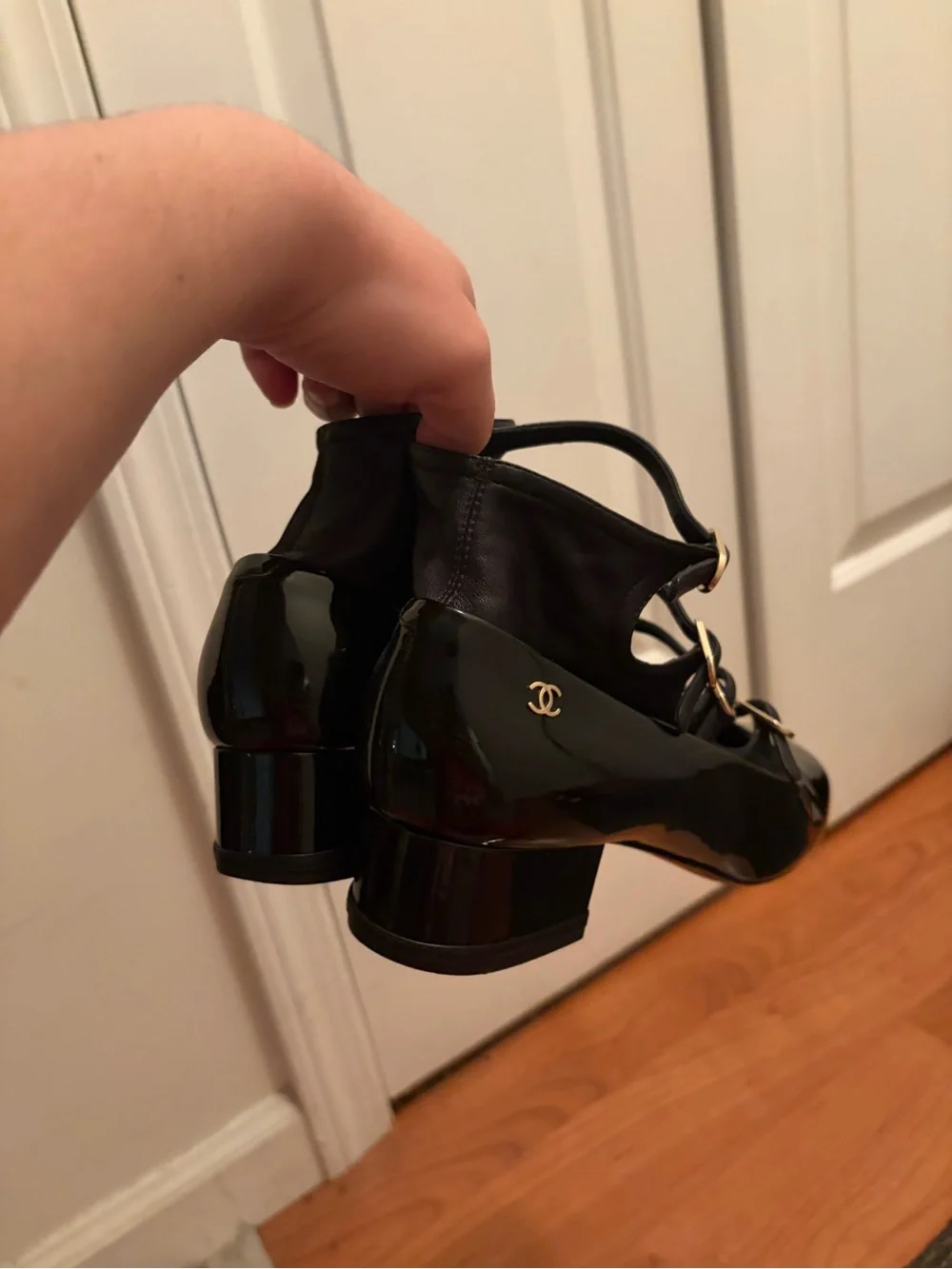 Authentic Chanel Mary Jane Pumps in excellent pre-owned condition.